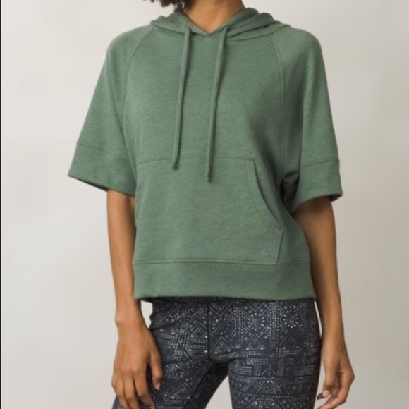 prAna Palmetto After Yoga Hoodie Short Sleeve Green Size L